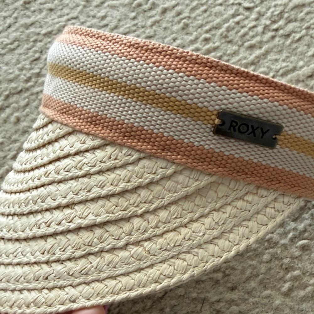 Roxy Straw Visor with Orange and Cream Stripes - Picture 2 of 7